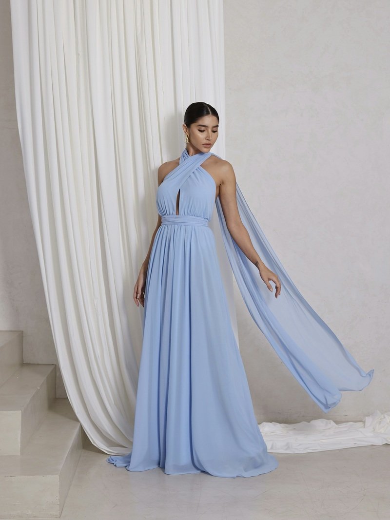 Vestido Festa Com Calda Azul Serenity DOT