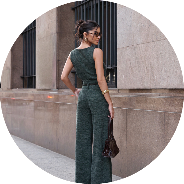 01 conjunto malha trico com cinto pinho