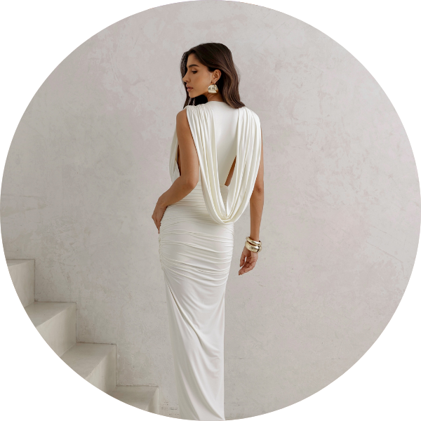 01 vestido longo jersey drapeado off white