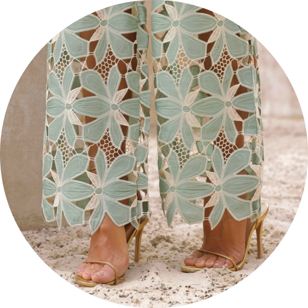 02 conjunto calca e blusa guipure verde menta