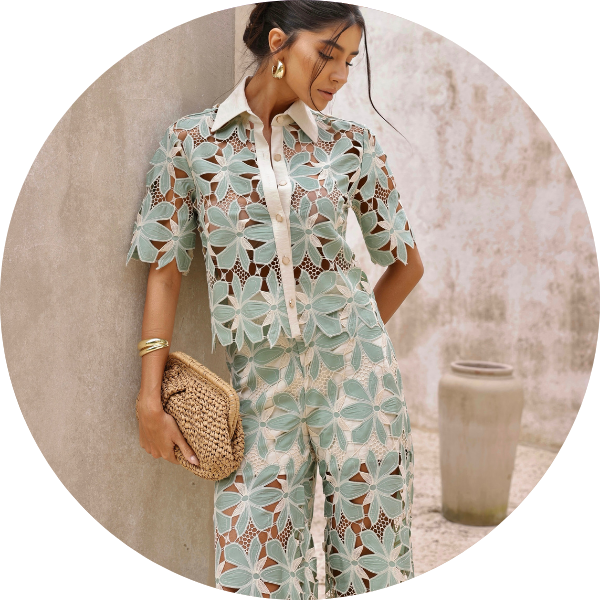 04 conjunto calca e blusa guipure verde menta