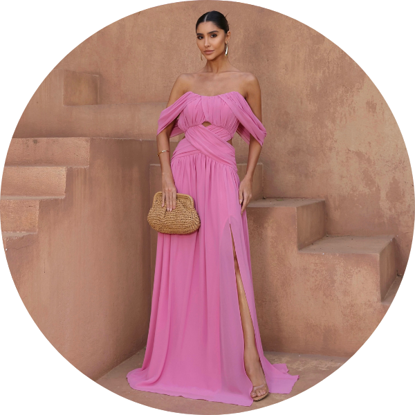 01 vestido longo drapeado rosa