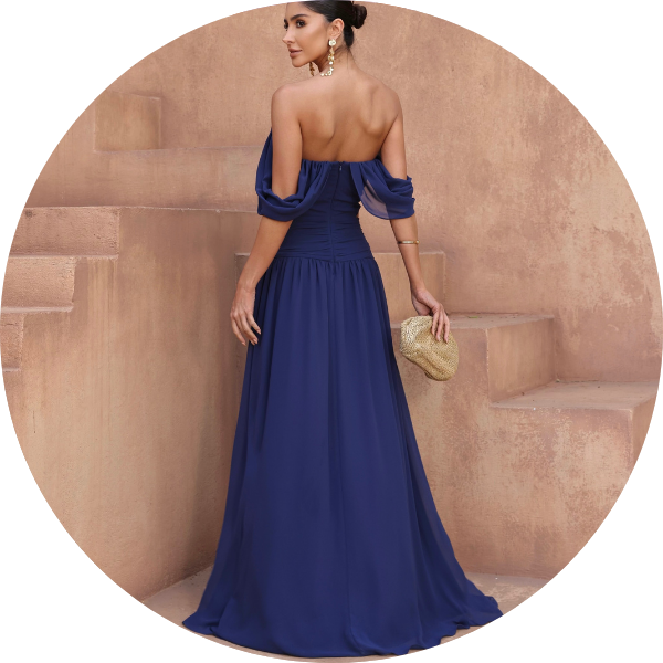 02 vestido longo drapeado azul marinho