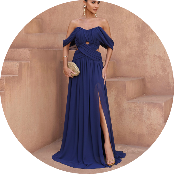 03 vestido longo drapeado azul marinho