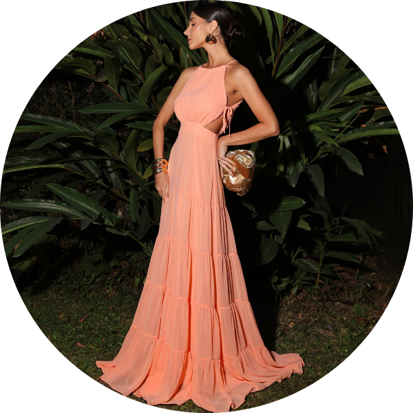 01 vestido longo saia camadas pessego