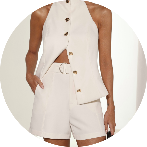01 conjunto shorts colete frente unica off white