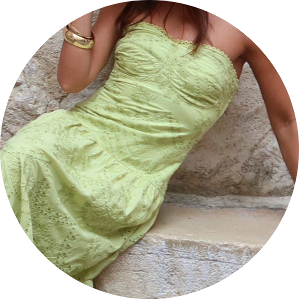 02 vestido longo laise sem alca verde limao
