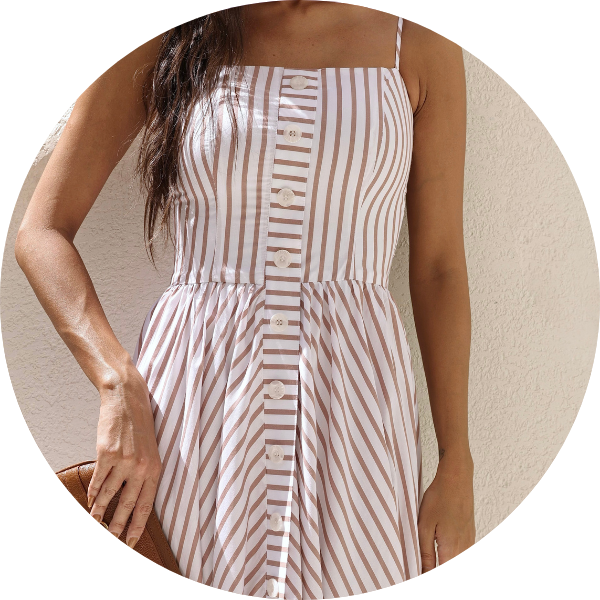 05 vestido longuete listrado botao frontal doce de leite