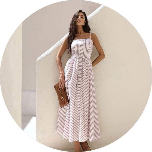 06 vestido longuete listrado botao frontal doce de leite