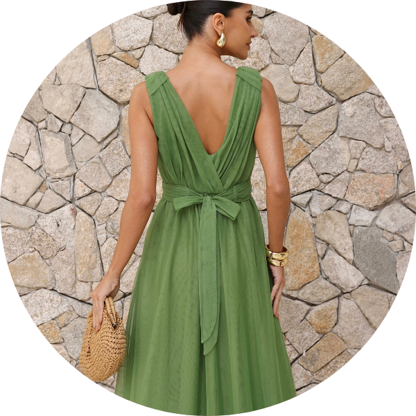 02 vestido tule com faixa verde eucalipto