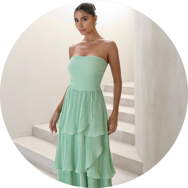 01 vestido longo plissado verde menta