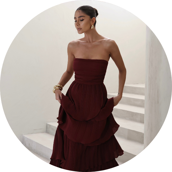 01 vestido longo plissado vinho