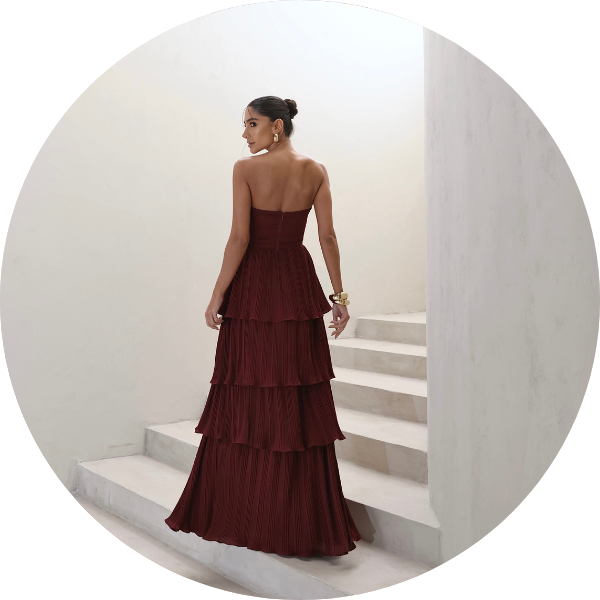 03 vestido longo plissado vinho