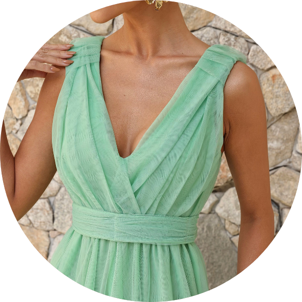 01 vestido tule com faixa verde menta