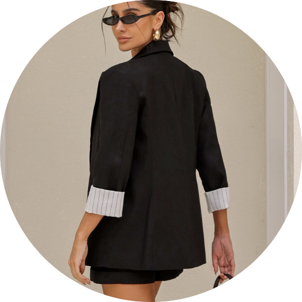 02 blazer linho punho listra preto