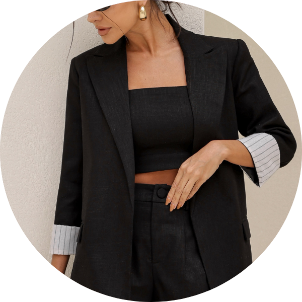 03 blazer linho punho listra preto