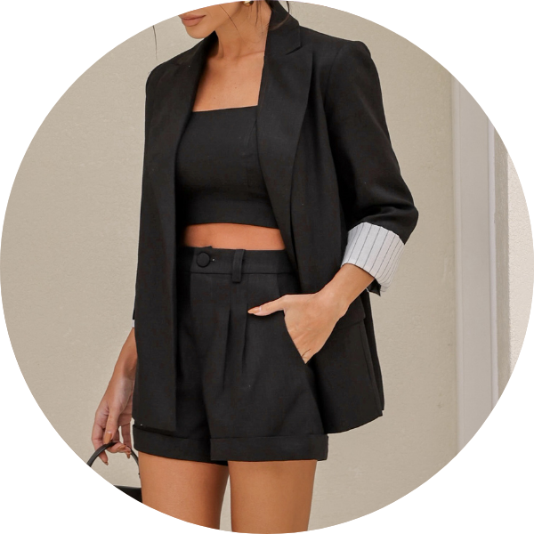 04 blazer linho punho listra preto