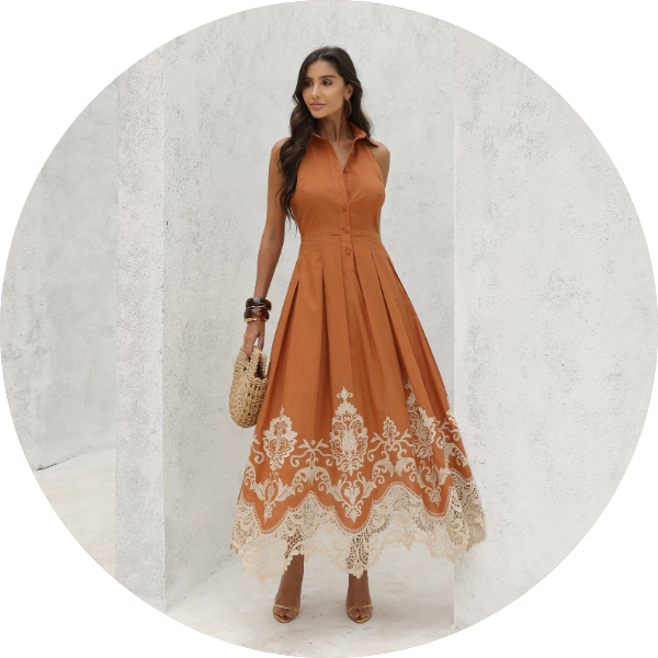 15 vestido longuete barra bordada terracota