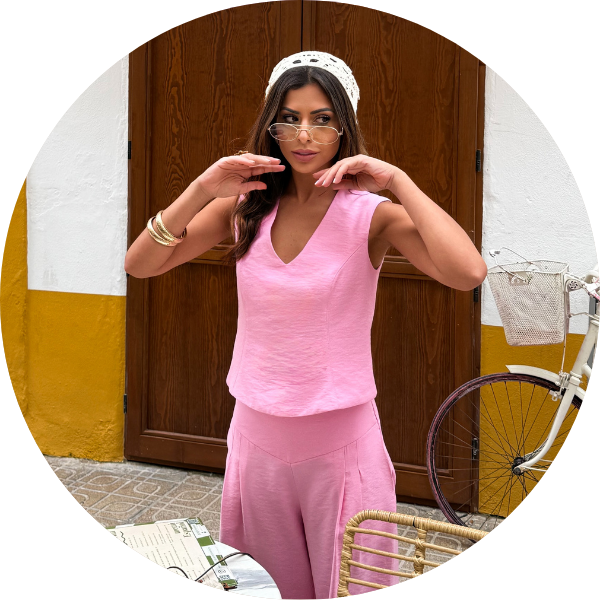 01 conjunto blusa costas aberta rosa claro