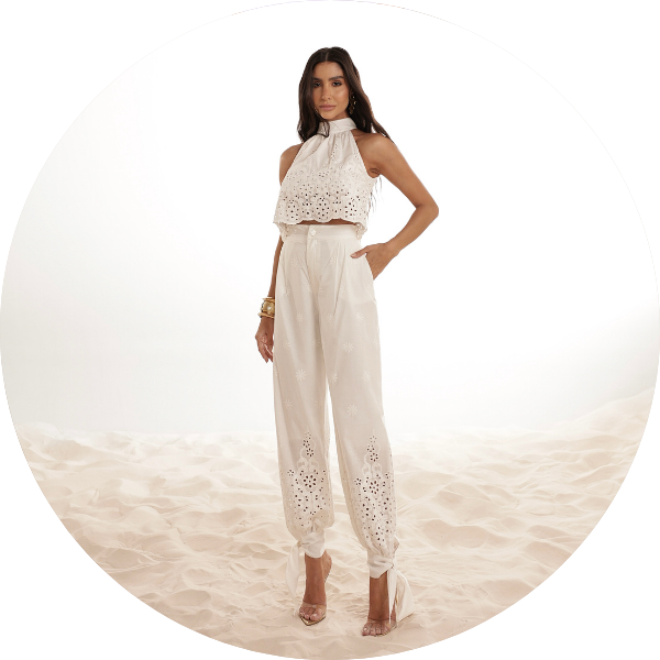 15 conjunto laise calca cenoura off white