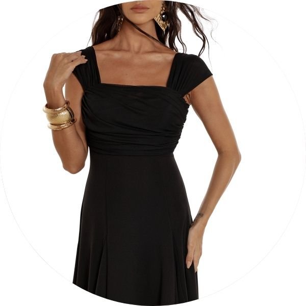 02 vestido saia evase com tule preto