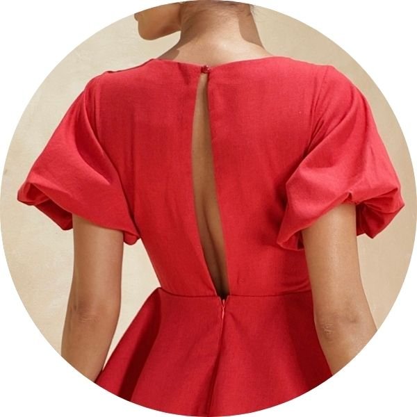 02 vestido camadas manga bufante vermelho