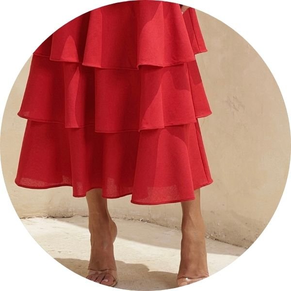 04 vestido camadas manga bufante vermelho