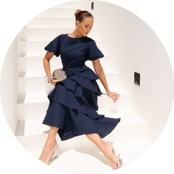 05 vestido camadas manga bufante azul marinho