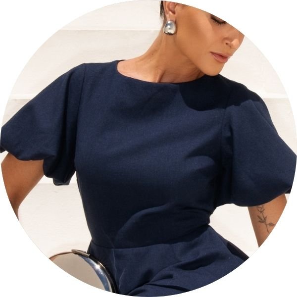 07 vestido camadas manga bufante azul marinho