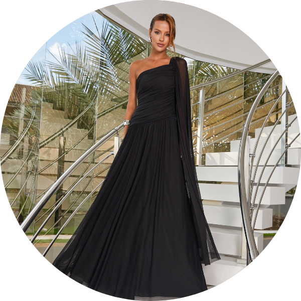 01 vestido longo um ombro preto