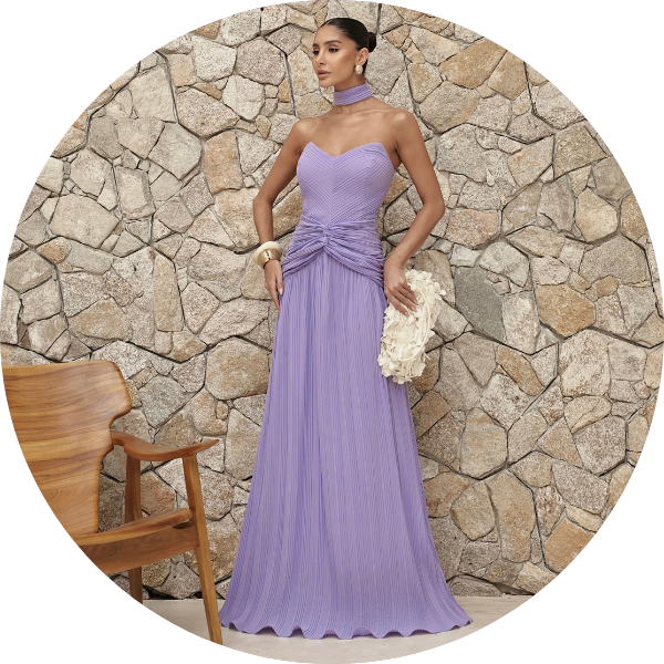 03 vestido plissado com choker lilas
