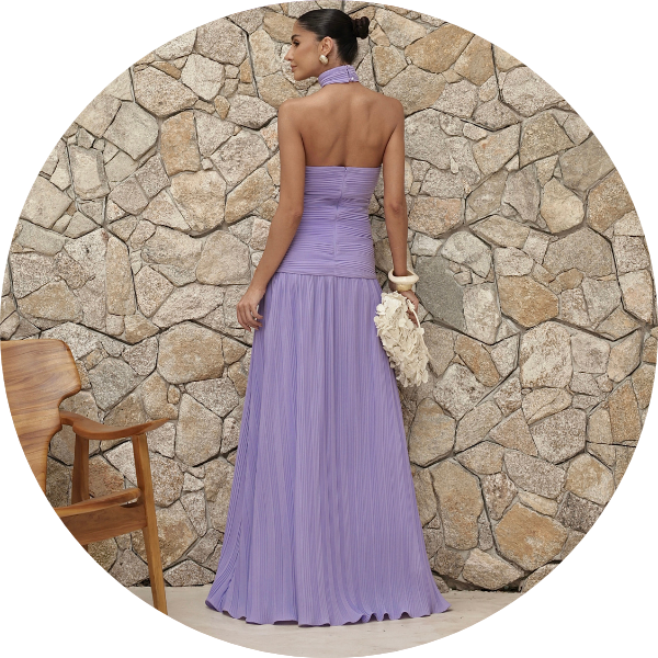 04 vestido plissado com choker lilas