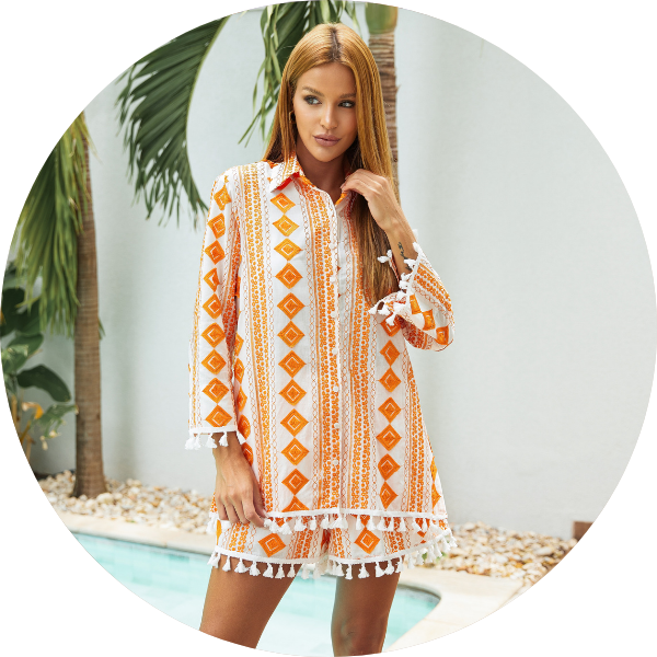 04 conjunto camisa e shorts bordado 3d laranja