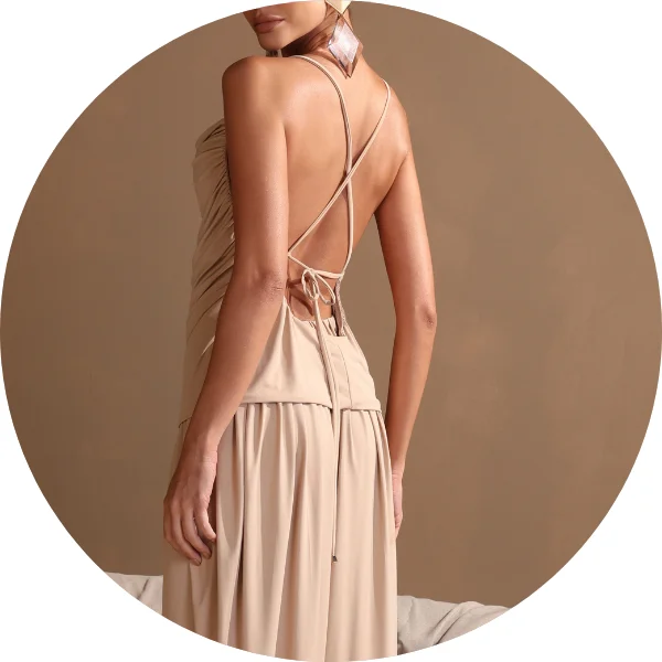 02 conjunto blusa e calca franzida areia