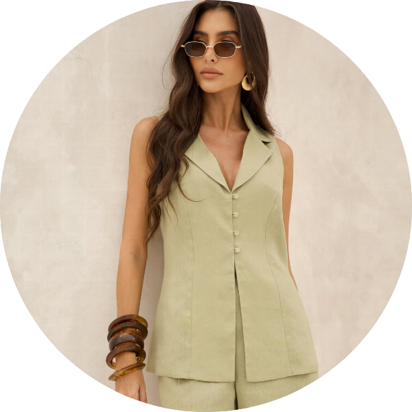 08 conjunto colete com gola pistache