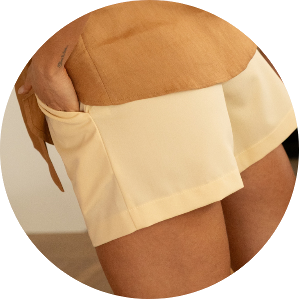 03 shorts de alfaiataria curto manteiga