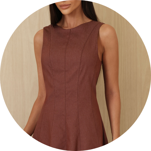 02 vestido evase pesponto marrom