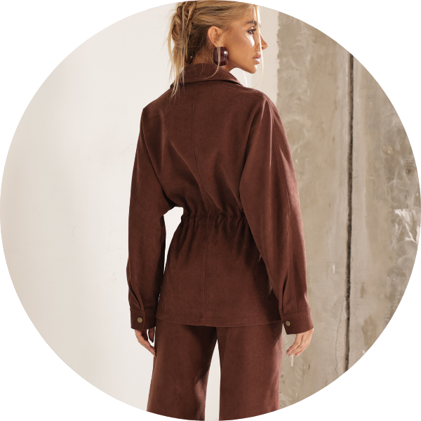 03 conjunto parka e calca aveludada marrom
