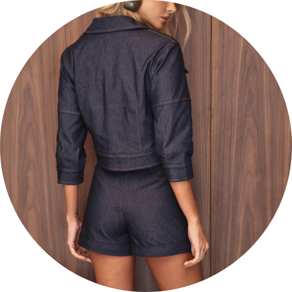 16 conjunto casaqueto e shorts azul jeans
