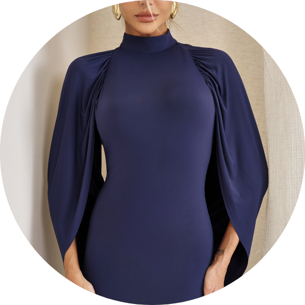 01 vestido sereia longo com capa azul baltico