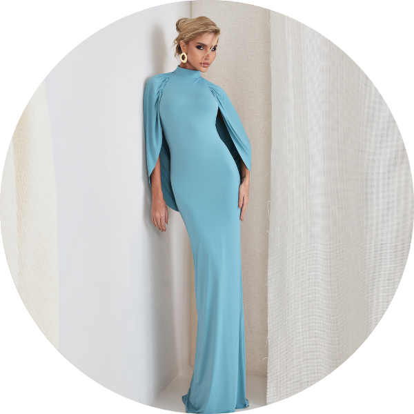 07 vestido sereia longo com capa azul sky