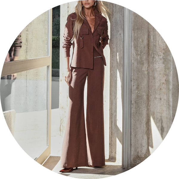 04 conjunto camisa com pantalona marrom