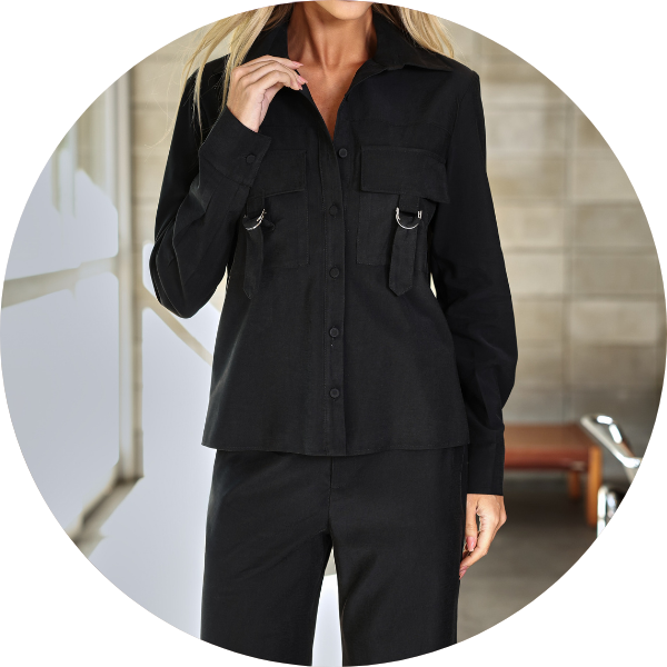 19 conjunto camisa com pantalona preto