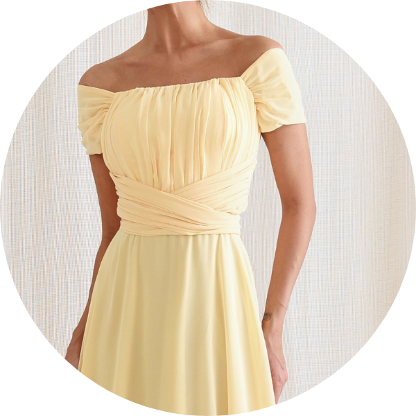 12 vestido longo drapeado busto com faixa camomila
