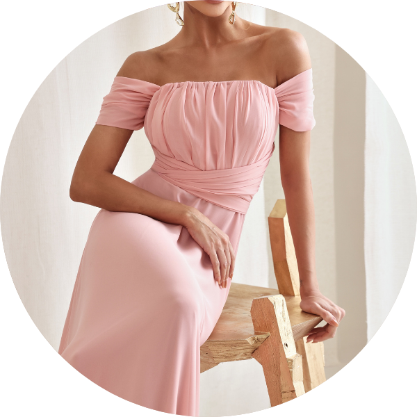 01 vestido longo drapeado busto com faixa rosa claro