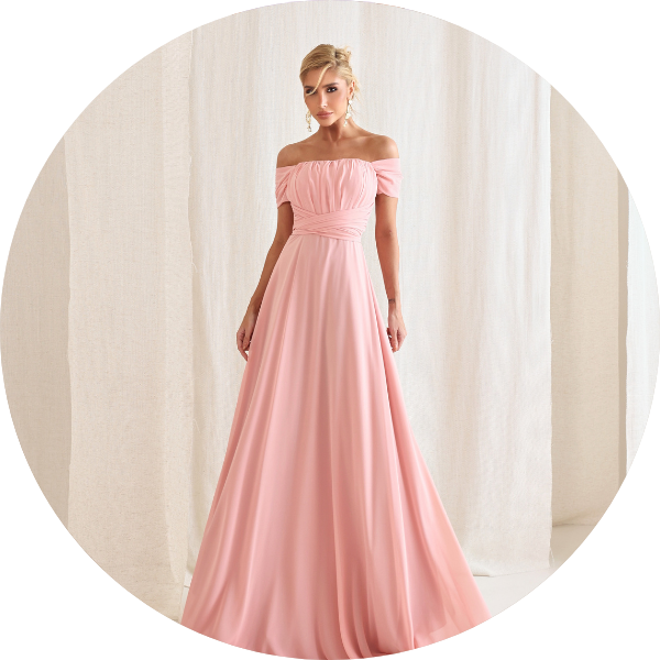03 vestido longo drapeado busto com faixa rosa claro